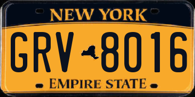NY license plate GRV8016