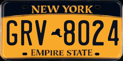 NY license plate GRV8024