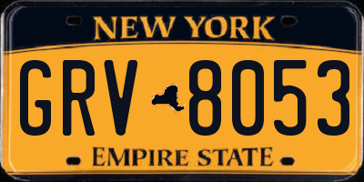 NY license plate GRV8053
