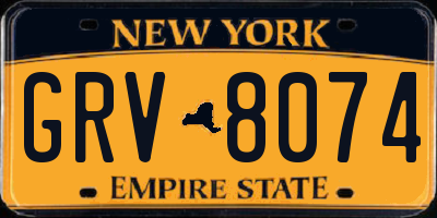 NY license plate GRV8074