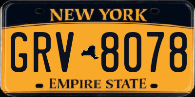 NY license plate GRV8078