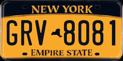 NY license plate GRV8081