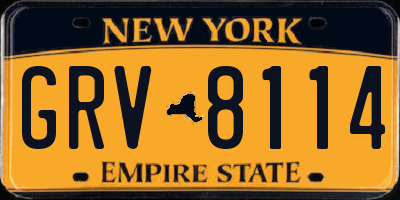 NY license plate GRV8114