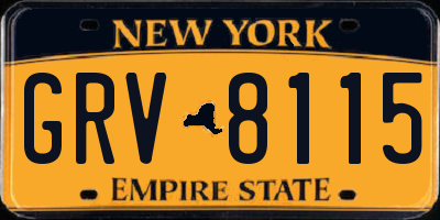 NY license plate GRV8115