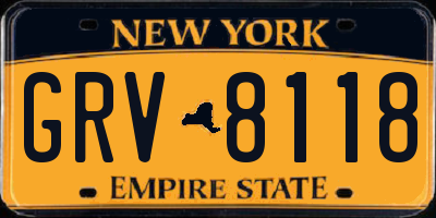 NY license plate GRV8118