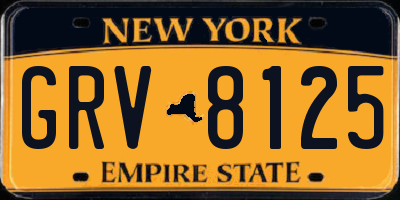 NY license plate GRV8125