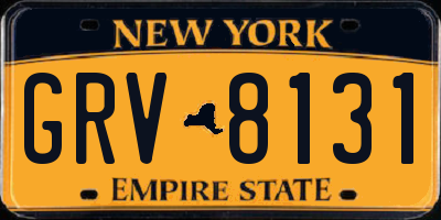 NY license plate GRV8131