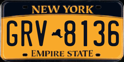 NY license plate GRV8136