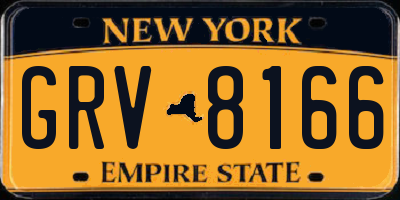 NY license plate GRV8166