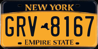 NY license plate GRV8167