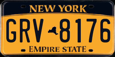 NY license plate GRV8176