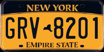 NY license plate GRV8201