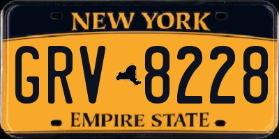 NY license plate GRV8228