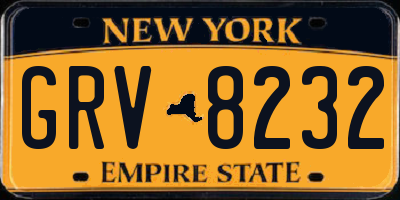 NY license plate GRV8232