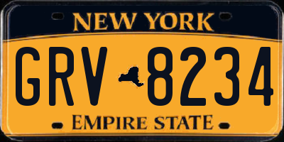 NY license plate GRV8234