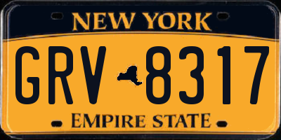 NY license plate GRV8317