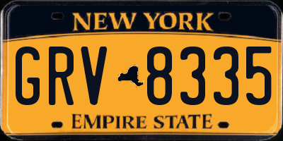 NY license plate GRV8335