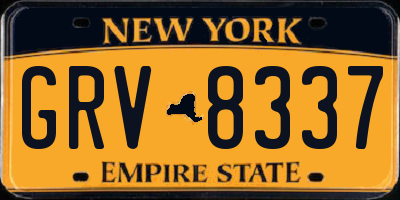 NY license plate GRV8337