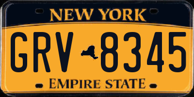 NY license plate GRV8345