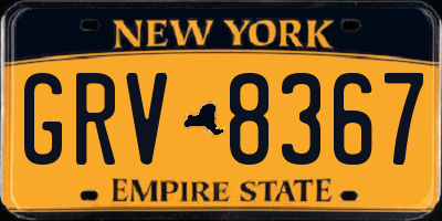 NY license plate GRV8367