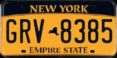 NY license plate GRV8385