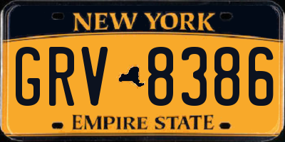 NY license plate GRV8386