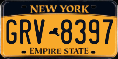 NY license plate GRV8397