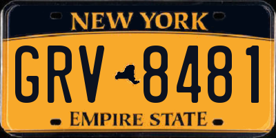 NY license plate GRV8481