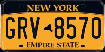 NY license plate GRV8570