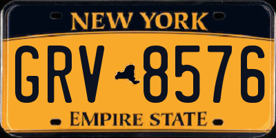 NY license plate GRV8576