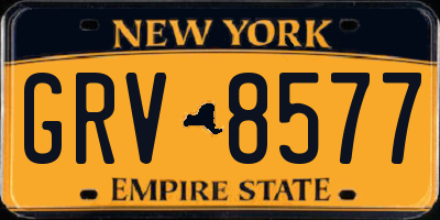 NY license plate GRV8577