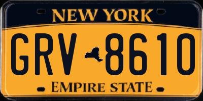 NY license plate GRV8610