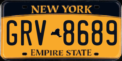 NY license plate GRV8689