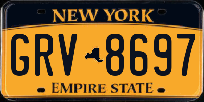 NY license plate GRV8697
