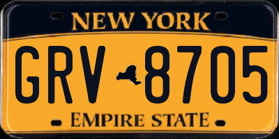 NY license plate GRV8705