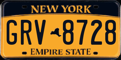 NY license plate GRV8728