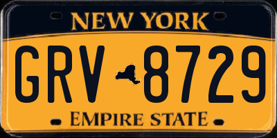 NY license plate GRV8729