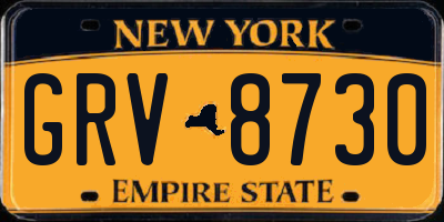 NY license plate GRV8730