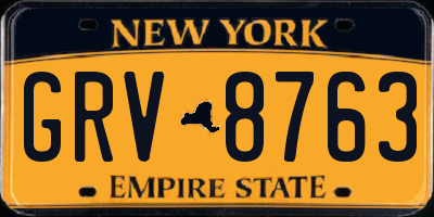 NY license plate GRV8763