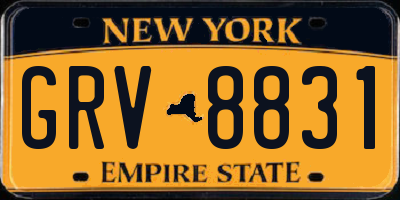 NY license plate GRV8831