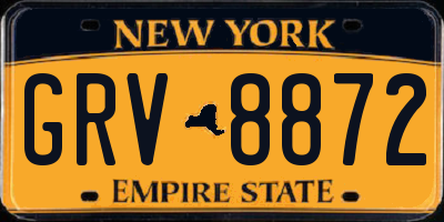 NY license plate GRV8872