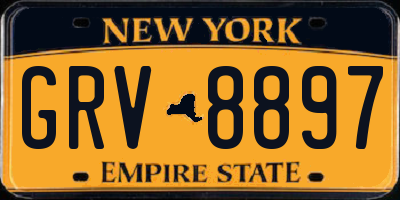 NY license plate GRV8897