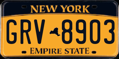 NY license plate GRV8903