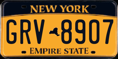 NY license plate GRV8907