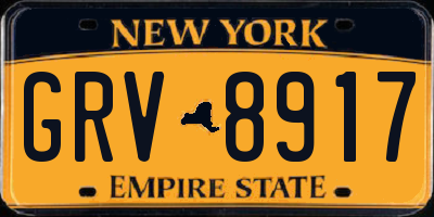 NY license plate GRV8917