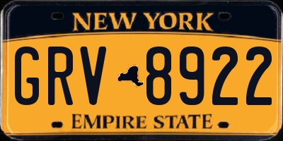 NY license plate GRV8922