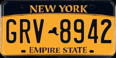 NY license plate GRV8942