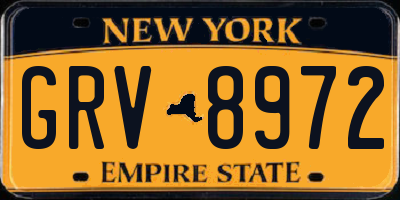 NY license plate GRV8972