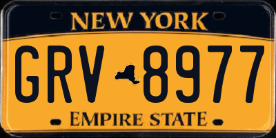 NY license plate GRV8977