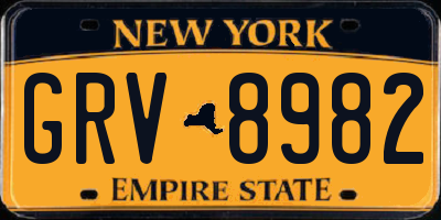 NY license plate GRV8982
